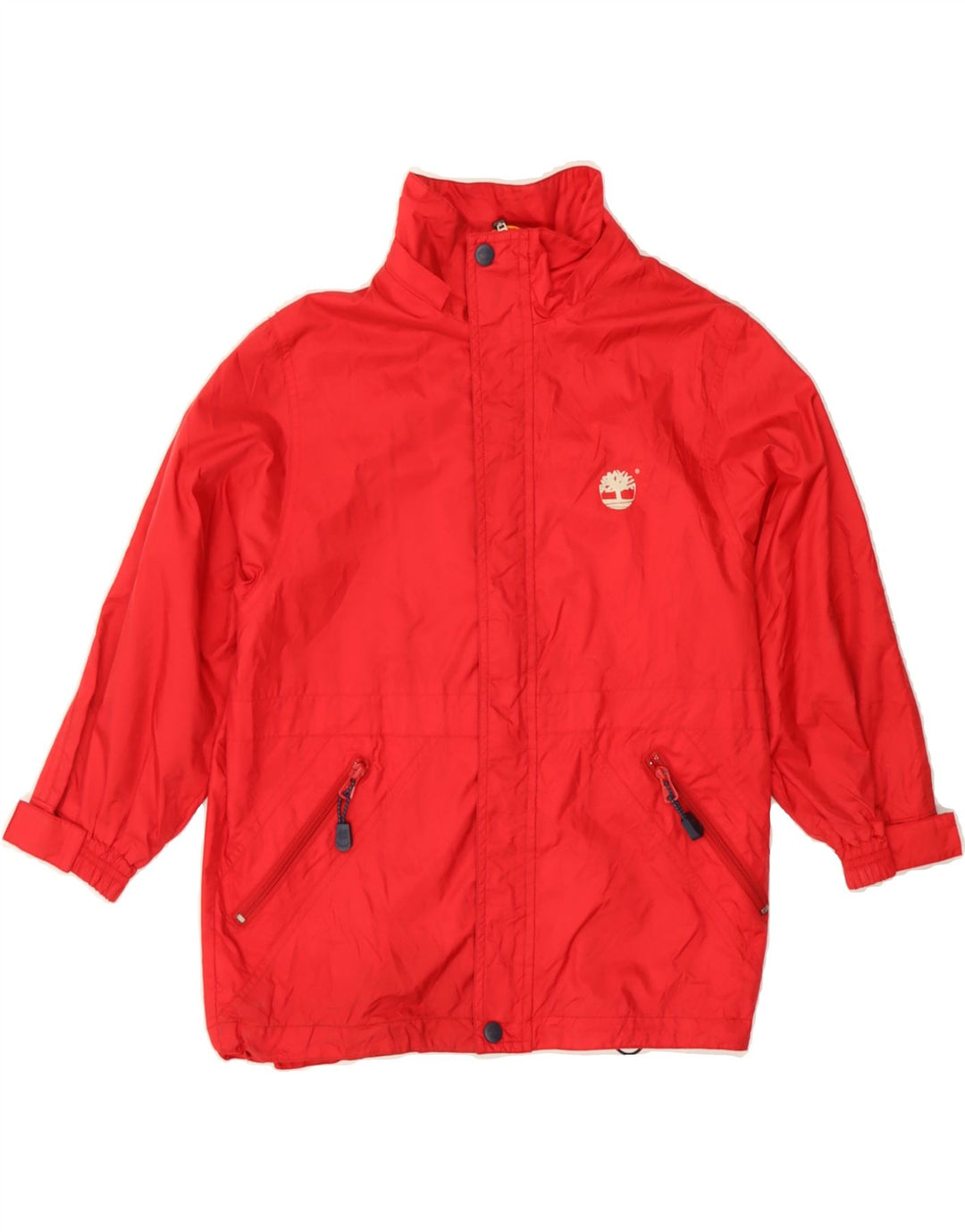 TIMBERLAND Boys Graphic Rain Jacket 7-8 Years Red Polyamide Vintage Timberland and Second-Hand Timberland from Messina Hembry 