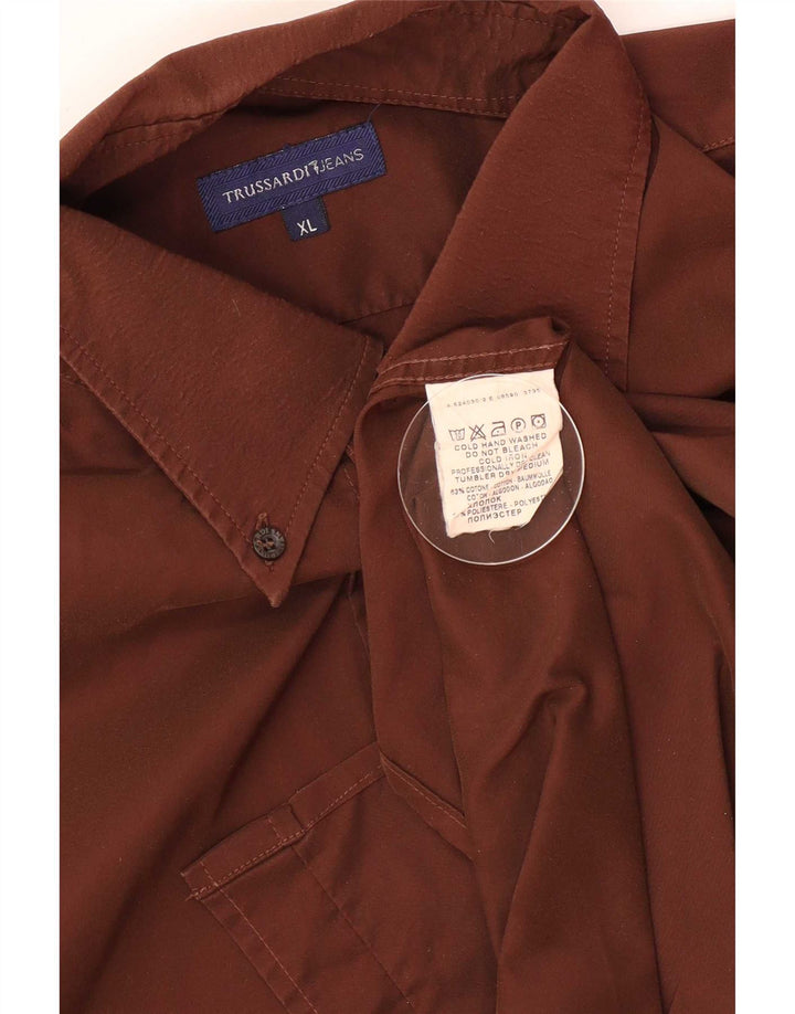 Cămașă Trussardi pentru bărbați XL bumbac maro