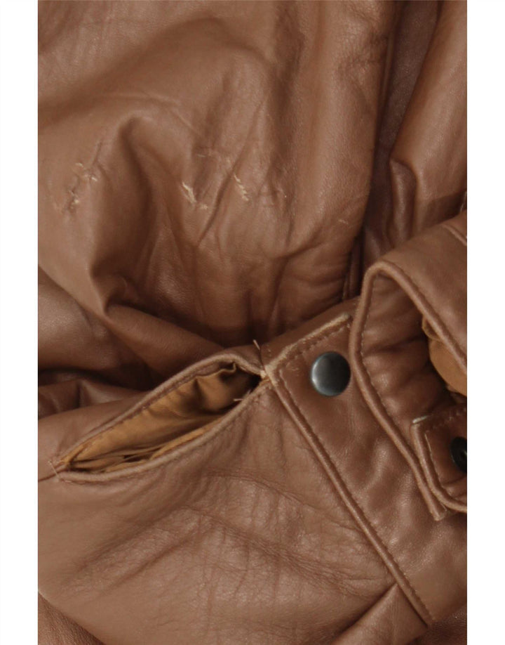 Geaca de piele vintage pentru barbati IT 48 piele maro medie