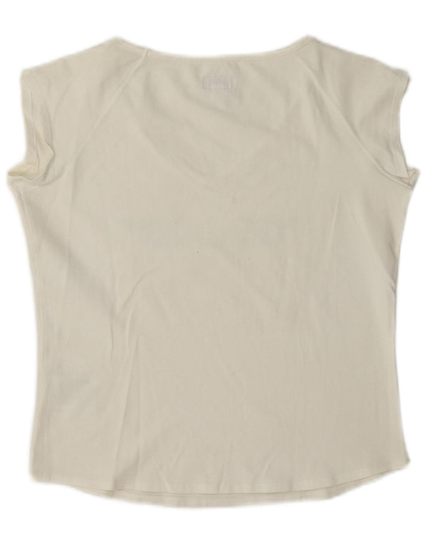 Armani Jeans Tricou cu grafic crop pentru femei Top UK 10 Bumbac alb mic