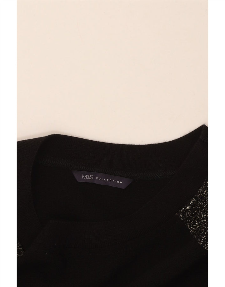 MARKS & SPENCER Womens Boat Neck Jumper Sweater UK 12 Medium Black Flecked