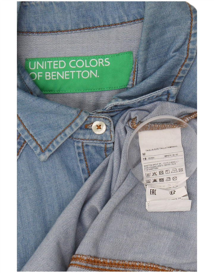 BENETTON Womens Denim Shirt UK 14 Medium Blue Cotton