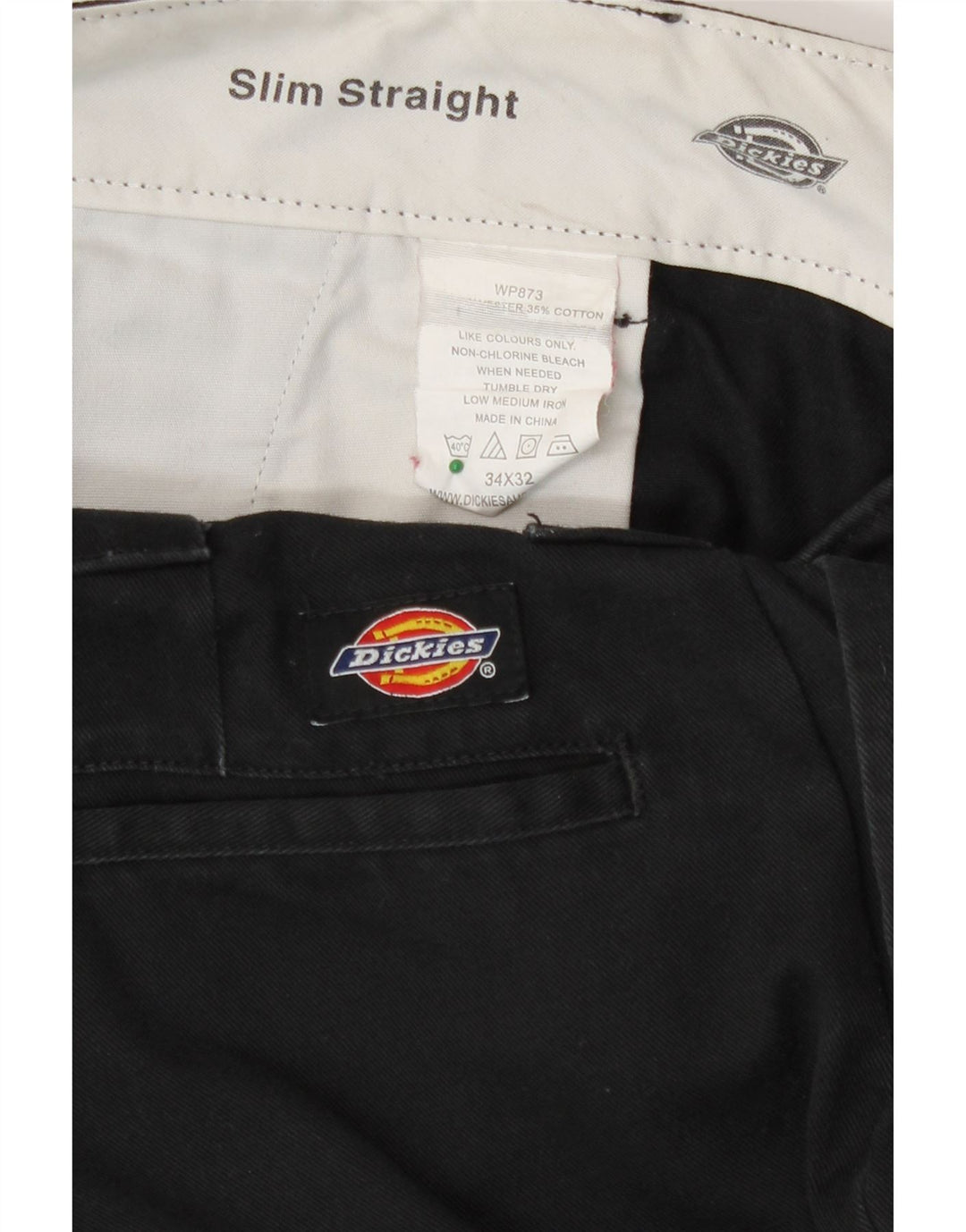 Pantaloni chino slim drepti pentru bărbați Dickies L34 L32 Poliester negru