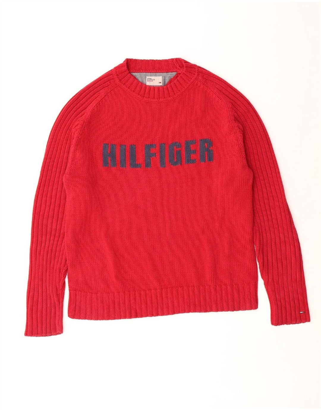 TOMMY HILFIGER Pulover pentru bărbați cu decolteu rotund, mare, roșu, clasic