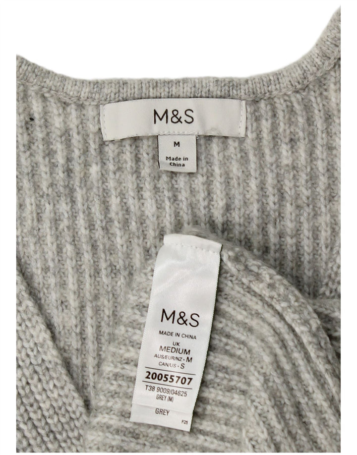 Pulover pentru femei Marks & Spencer cu decolteu în V UK 14 Poliester mediu gri