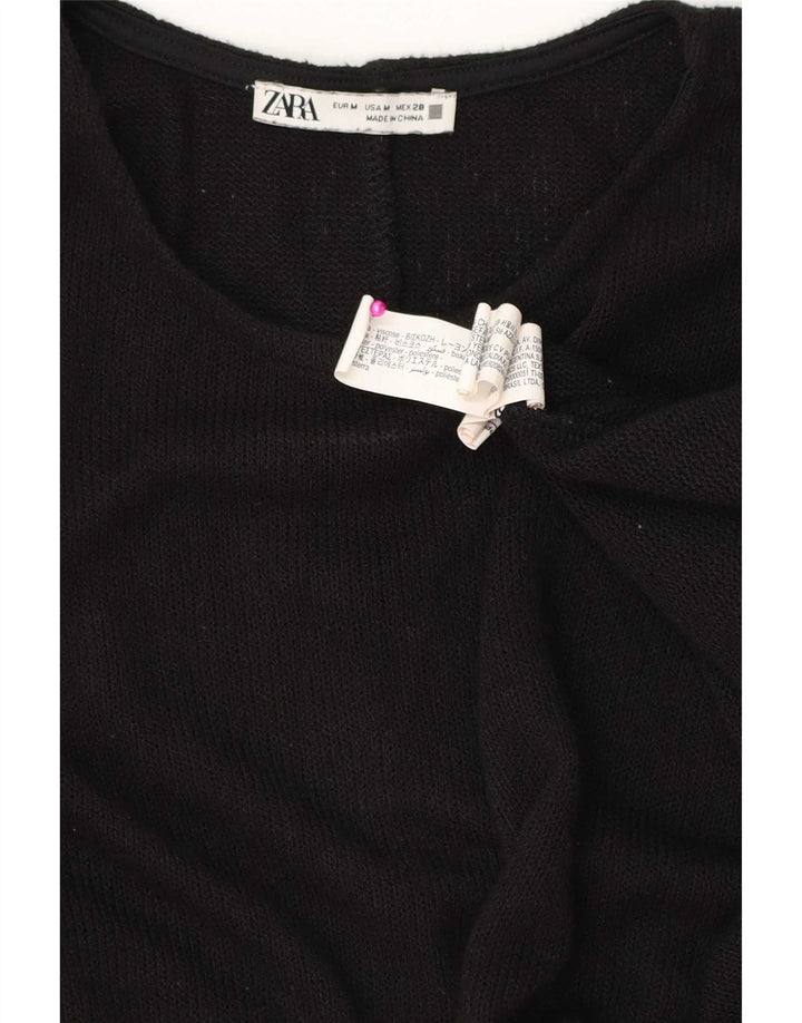 Bluză Poncho pentru femei Zara UK 14 Medium Black Viscose