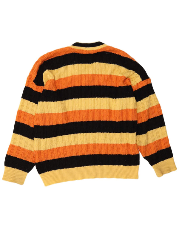Pulover vintage pentru bărbați cu decolteu în V, XL, cu dungi galbene