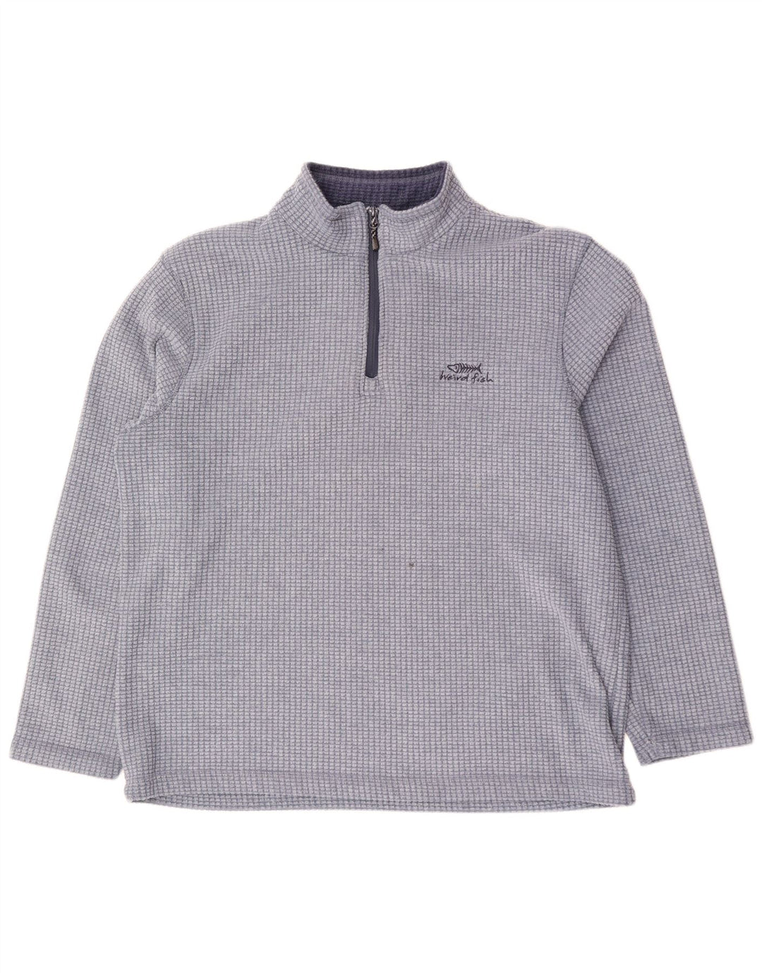 Pulover din lână pentru bărbați Weird Fish, cu fermoar, 2XL, poliester cu carouri albastre