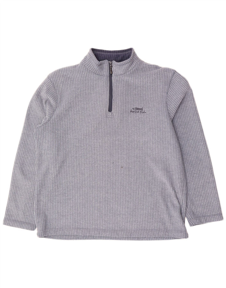 Pulover din lână pentru bărbați Weird Fish, cu fermoar, 2XL, poliester cu carouri albastre