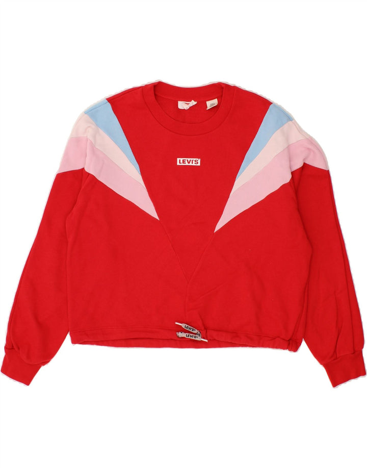 Pulover oversize crop LEVI'S pentru femei UK 6 XS Red Colorblock
