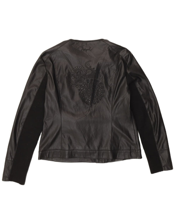 Jachetă biker din piele artificială Desigual pentru femei EU 46 XL poliuretan negru