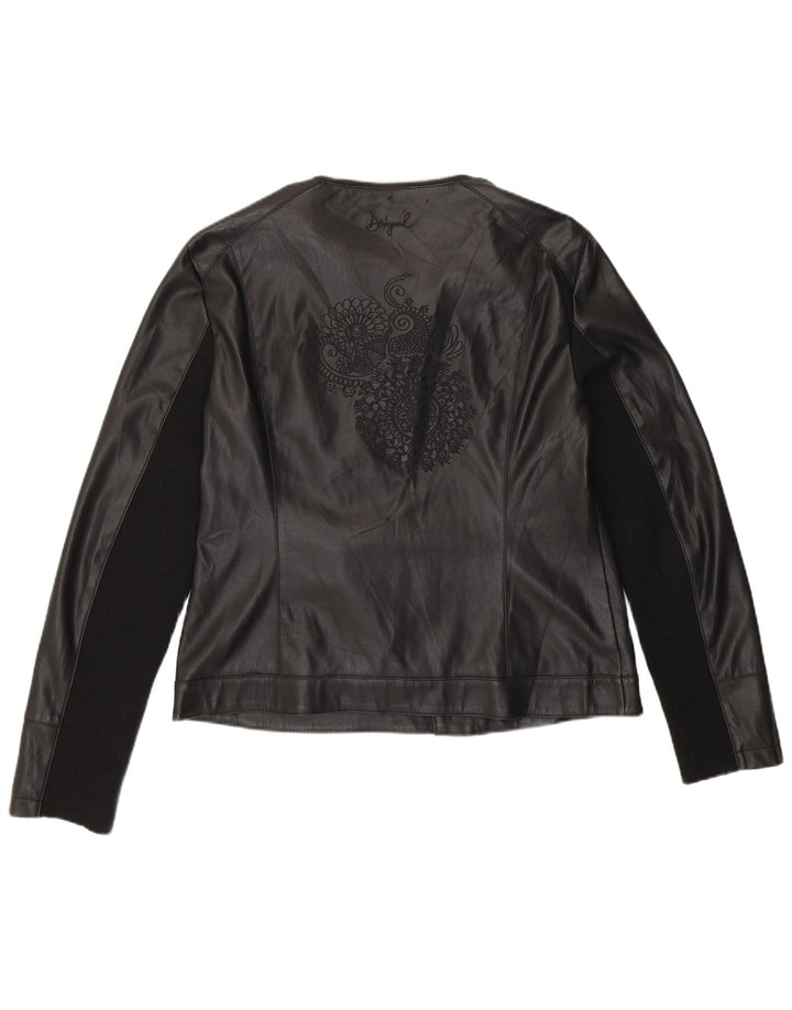 Jachetă biker din piele artificială Desigual pentru femei EU 46 XL poliuretan negru