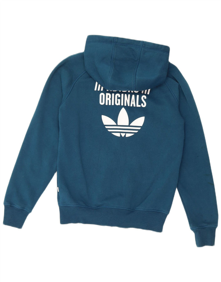 Pulover ADIDAS pentru femei, cu grafică, cu fermoar, UK 10, bumbac, albastru