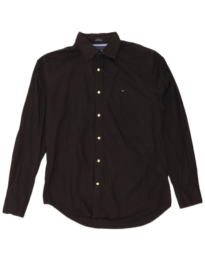 Cămașă personalizată pentru bărbați Tommy Hilfiger, bumbac mediu negru