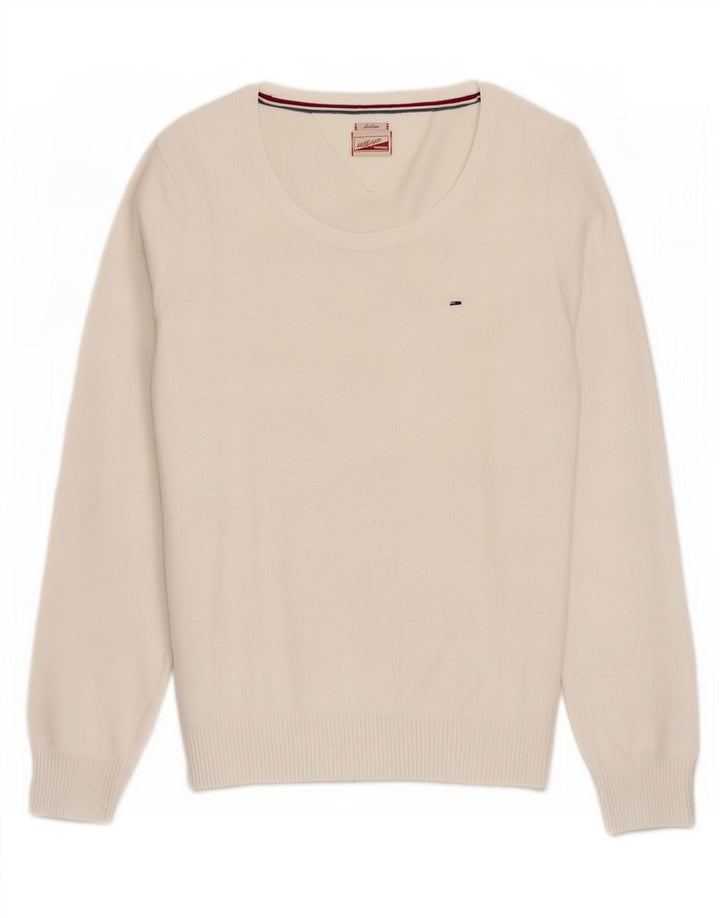 Pulover Tommy Hilfiger pentru damă cu gât de barcă, alb mediu, UK 12