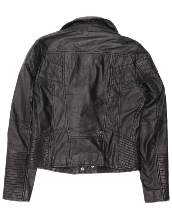 Jachetă motociclist din piele pentru femei River Island UK 12 Medium Black