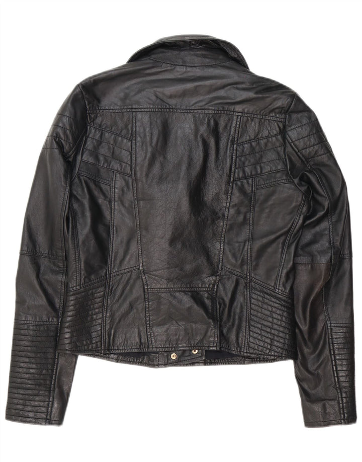 Jachetă motociclist din piele pentru femei River Island UK 12 Medium Black