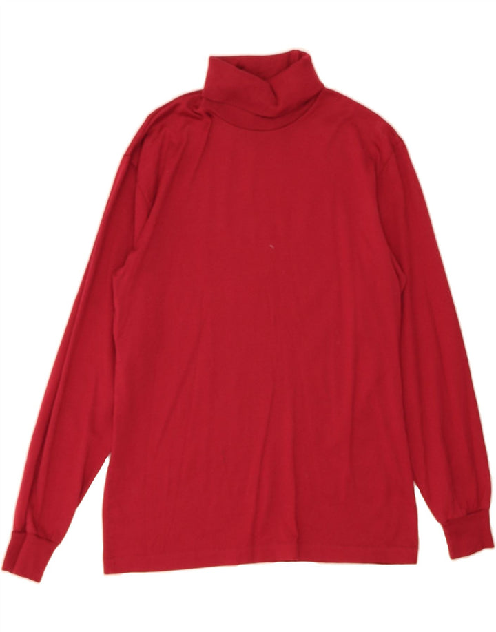 L.L.BEAN Womens Roll Neck Jumper Sweater UK 14 Medium Red Cotton Vintage L.L.Bean and Second-Hand L.L.Bean from Messina Hembry 