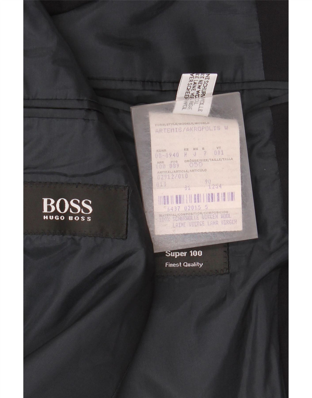 Blazer pentru bărbați Hugo Boss, cu 3 nasturi, EU 50, lână virgină mare, neagră