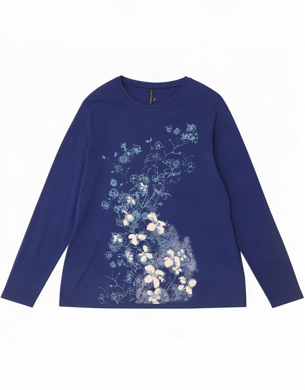 Marks & Spencer Top grafic pentru femei cu mânecă lungă UK 22 3XL Bleumarin Floral