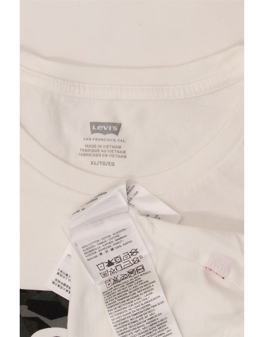 LEVI'S Mens Graphic T-Shirt Top XL White Cotton Vintage Levi's and Second-Hand Levi's from Messina Hembry 