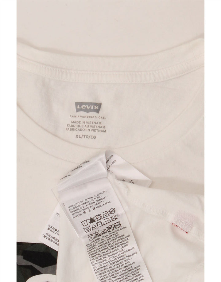 LEVI'S Mens Graphic T-Shirt Top XL White Cotton Vintage Levi's and Second-Hand Levi's from Messina Hembry 