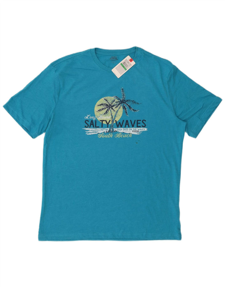 Tricou grafic IZOD pentru bărbați cu apă sărată Top mare din bumbac albastru