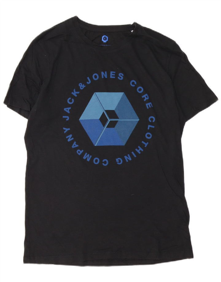 JACK & JONES Tricou grafic pentru bărbați Top mare din bumbac negru