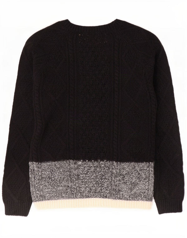 Pulover pentru femei Gap cu gât de barcă UK 14 Medium Black Colorblock Nylon