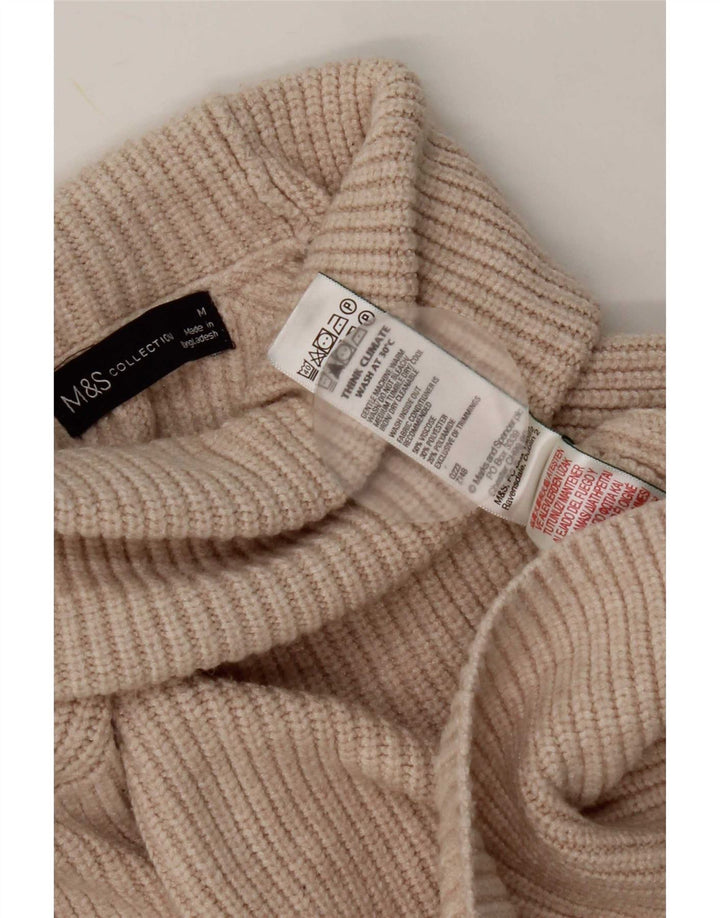 Pulover pentru femei Marks & Spencer cu gât rulat, viscoză, bej mediu, UK 14