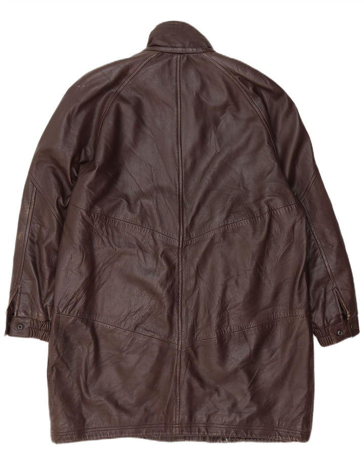 VINTAGE Palton supradimensionat din piele pentru femei EU 40 din piele maro medie