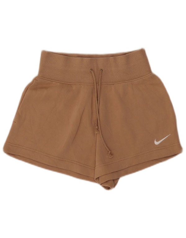 Pantaloni scurți sport Nike cu talie înaltă pentru femei UK 6 XS maro bumbac