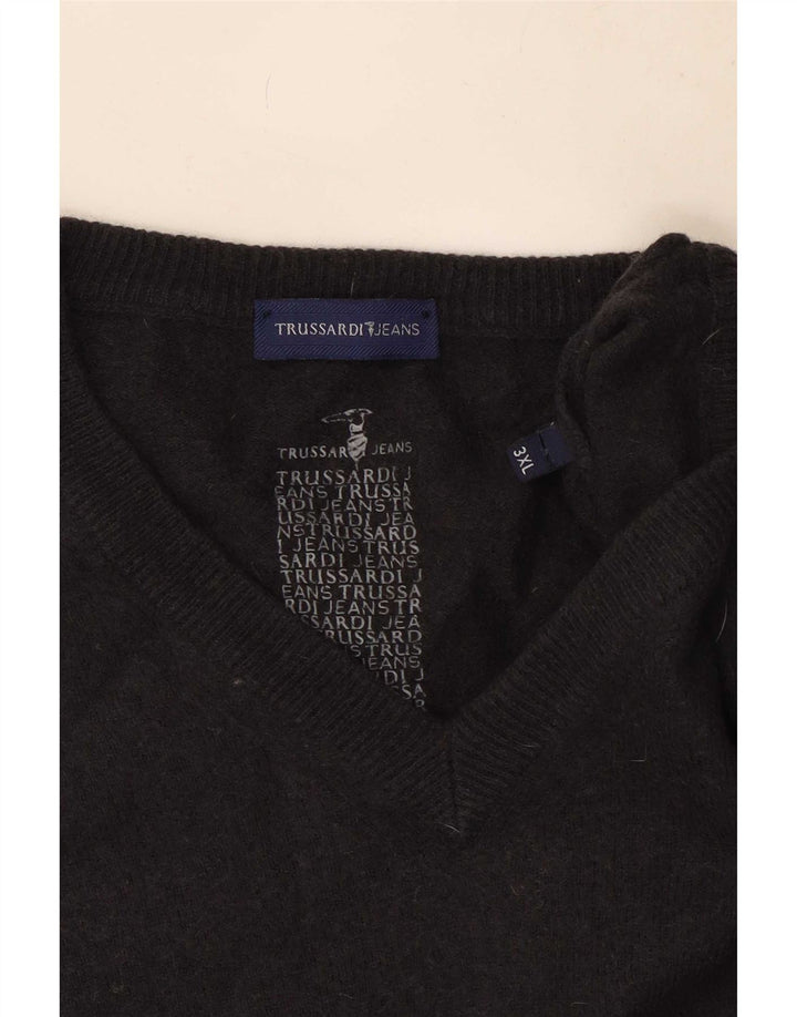 Pulover pentru bărbați Trussardi Jeans cu decolteu în V, 3XL, gri