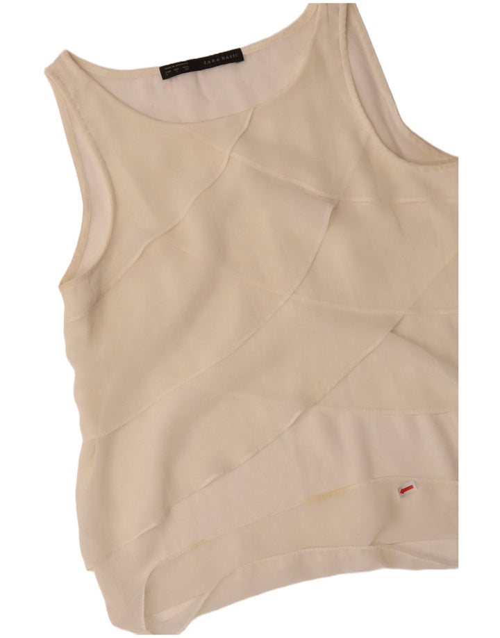 Bluză fără mâneci pentru femei ZARA UK 10 Small Off White