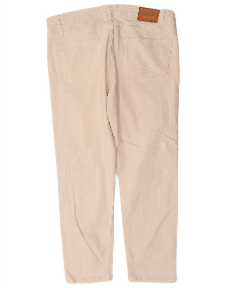 Blugi Distressed Straight pentru Damă Zara EU 44 XL W34 L28 Alb