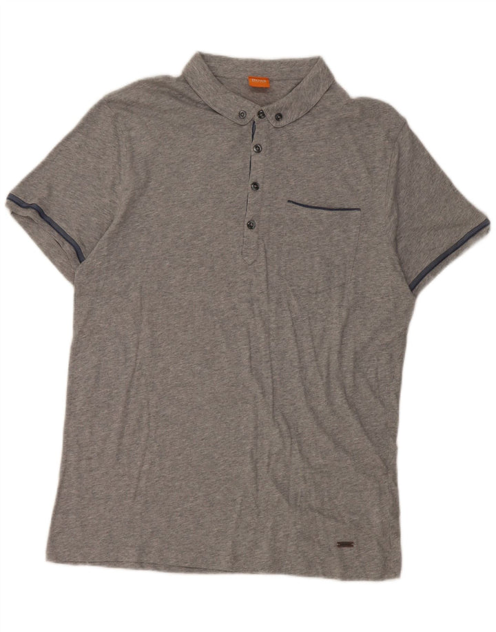 Tricou polo pentru bărbați Hugo Boss, bumbac gri mare