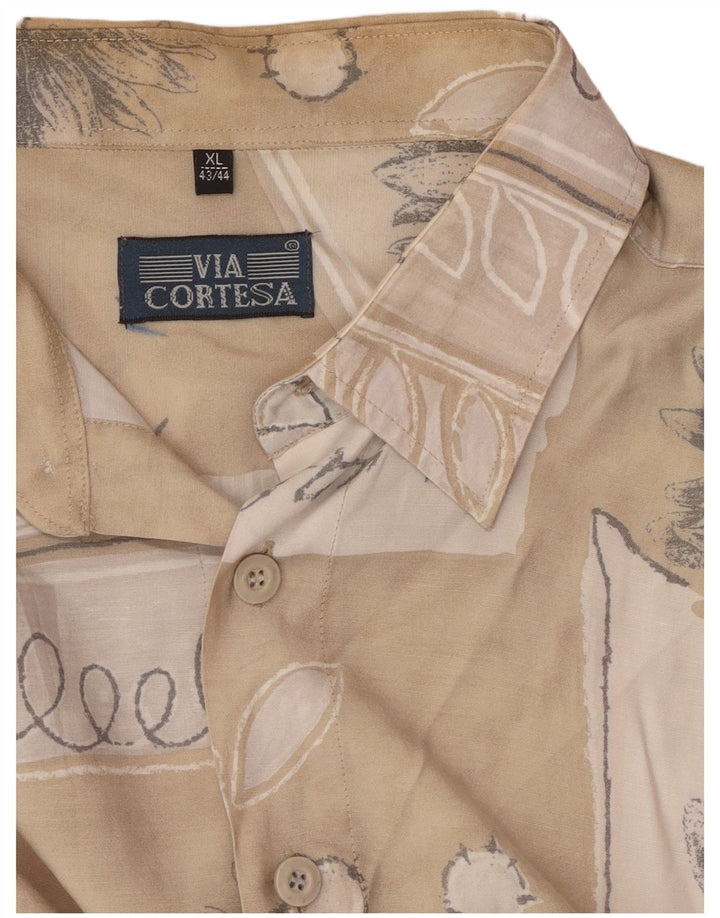 Cămașă cu mânecă scurtă pentru bărbați VIA CORTESA Mărimea 43/44 XL Bej Mozaic