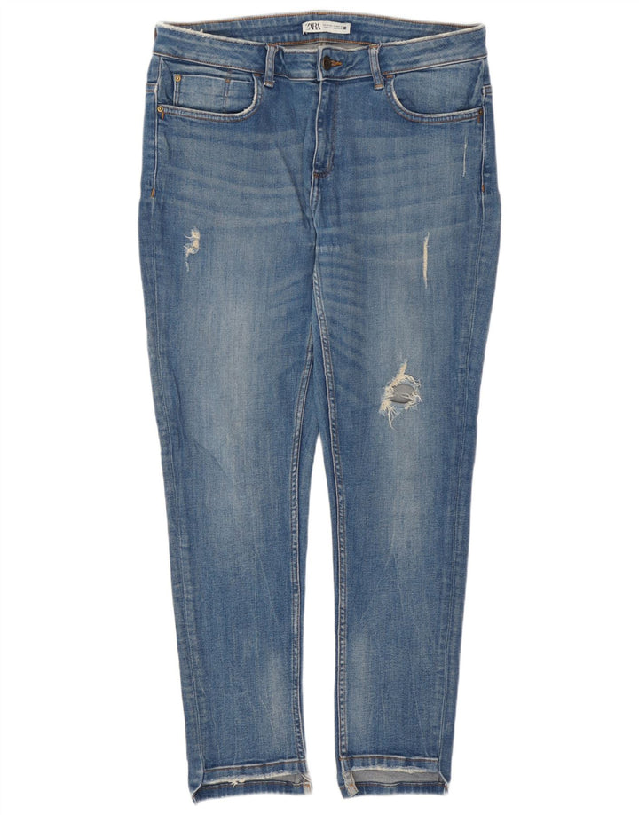 Blugi slim de damă Zara EU 44 XL W34 L27 Albastru