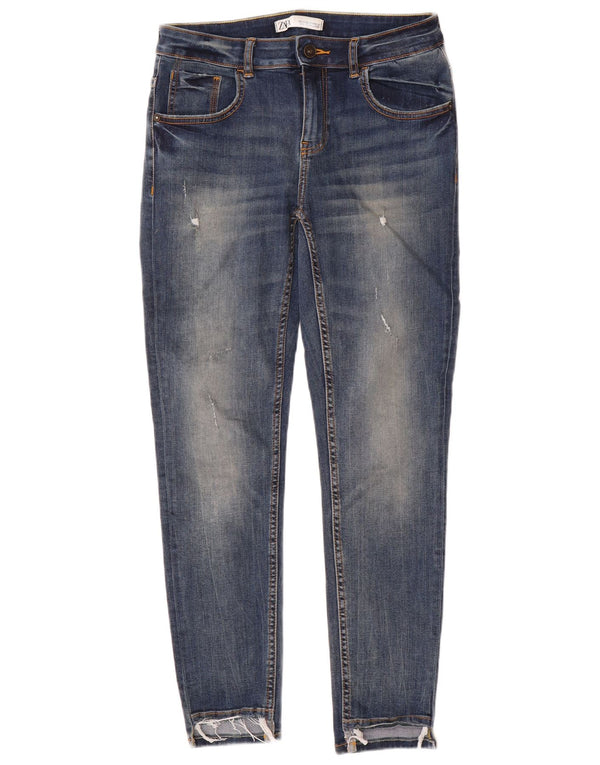 Blugi skinny distressed pentru femei Zara EU 40 Medium W30 L28 Albastru