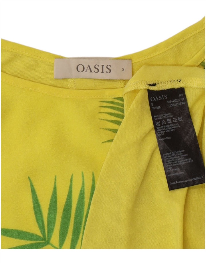 Top cu tunică pentru femei Oasis UK 10 Poliester Floral Galben Mic