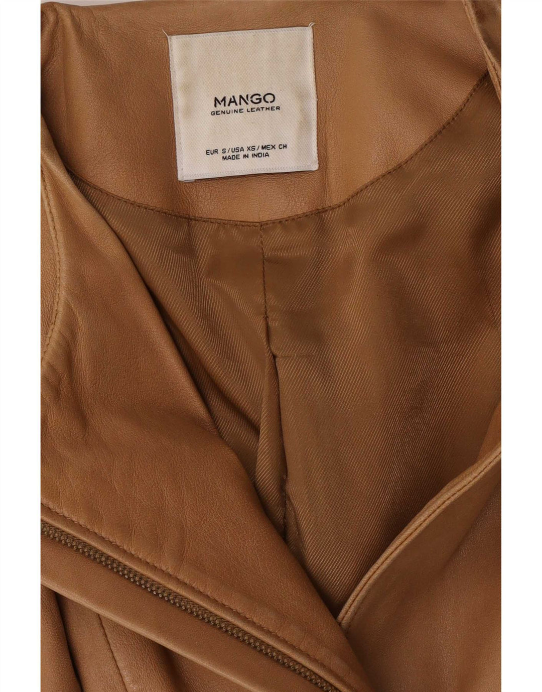 Jachetă de piele pentru femei Mango UK 10 Mic din piele maro