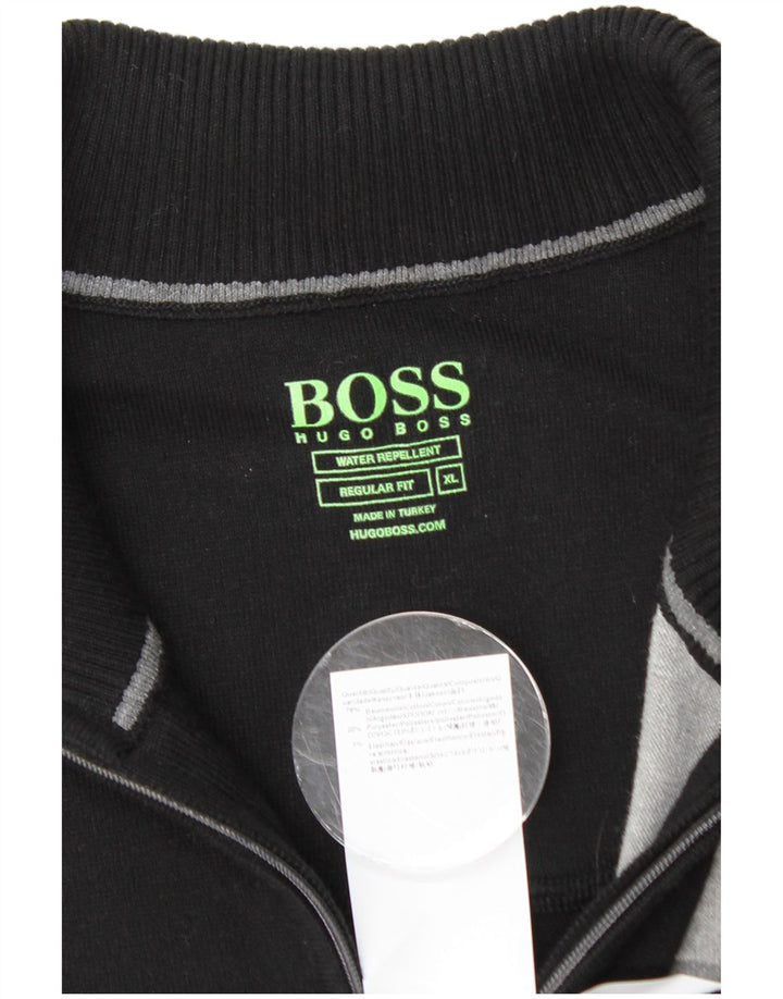 Pulover HUGO BOSS pentru bărbați, cu ajustare normală, cu fermoar și gât, XL, negru, color block
