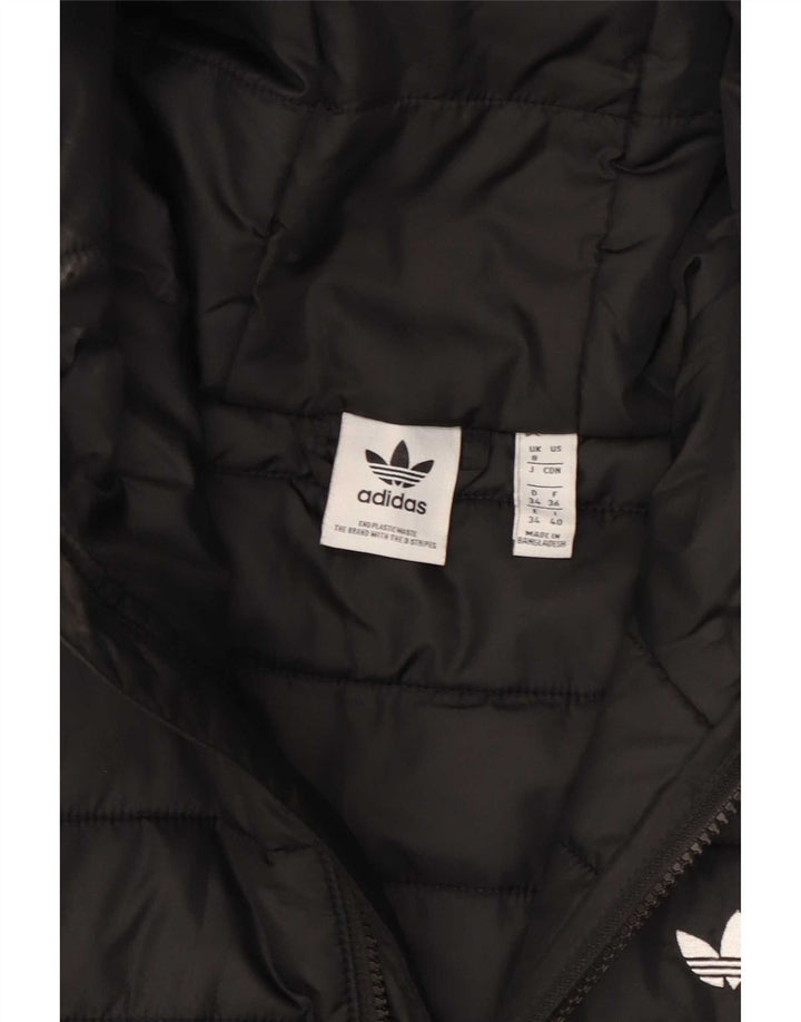 Jachetă căptușită cu glugă Adidas pentru femei UK 8 Poliester negru mic
