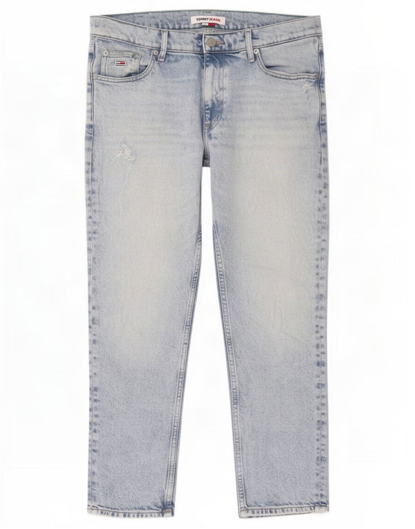 Blugi tăiați pentru bărbați Tommy Hilfiger Distressed W32 L26 Bumbac albastru