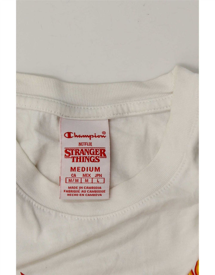 Tricou grafic pentru bărbați Champion Stranger Things Top Mediu Alb