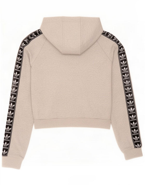 Adidas Pulover supradimensionat cu glugă cu grafic pentru femei UK 8 Small Gri Colourblock