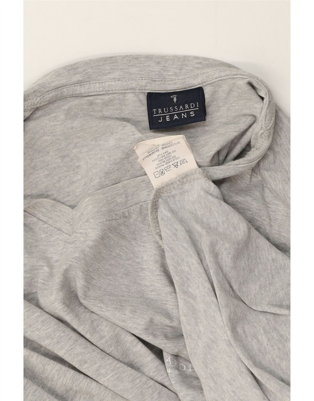 Trussardi Jeans Top pentru bărbați cu mânecă lungă, gri mediu, bumbac cu pete