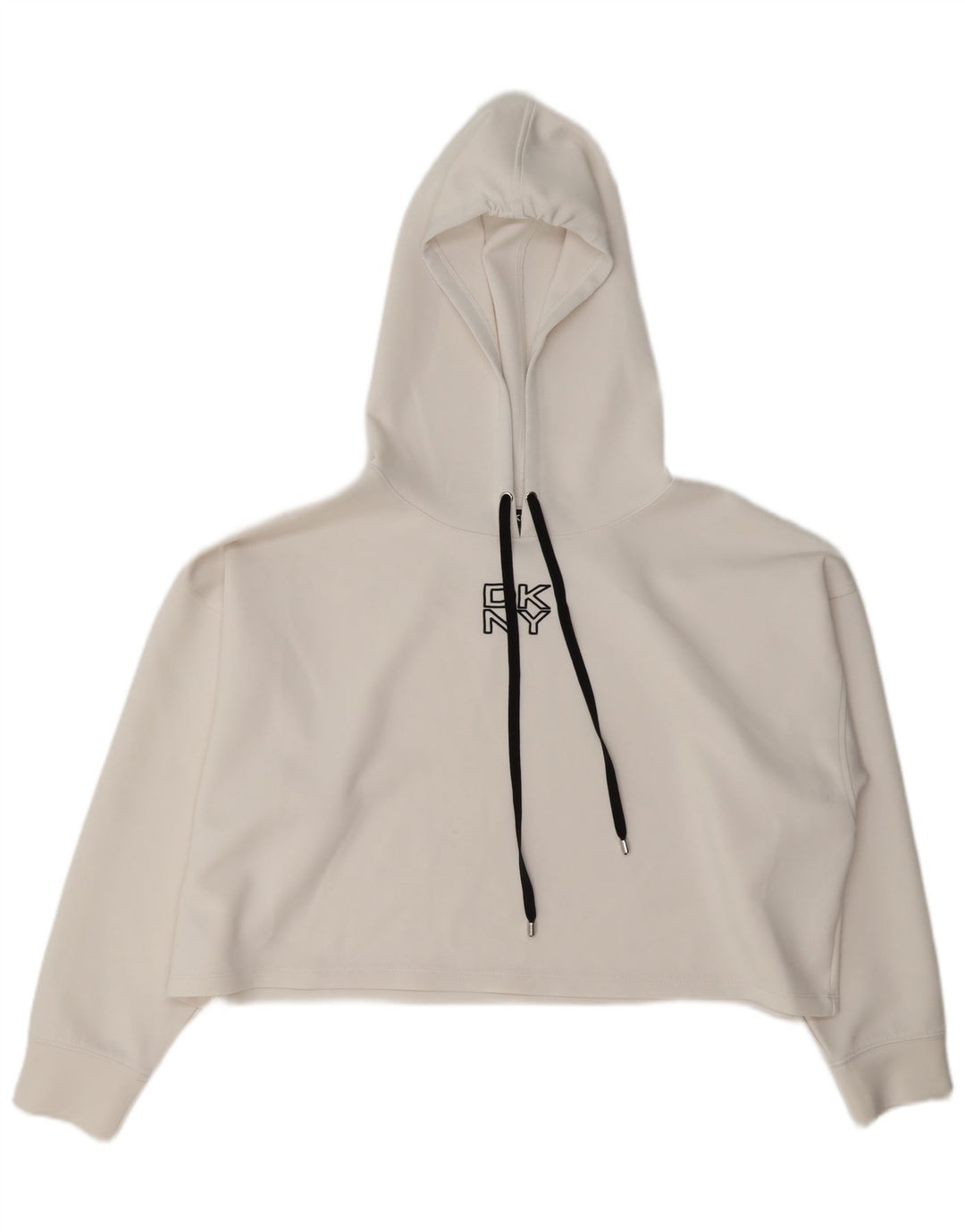 Jumper Dkny Crop Oversized Hoodie pentru femei UK 16 Poliester alb mare