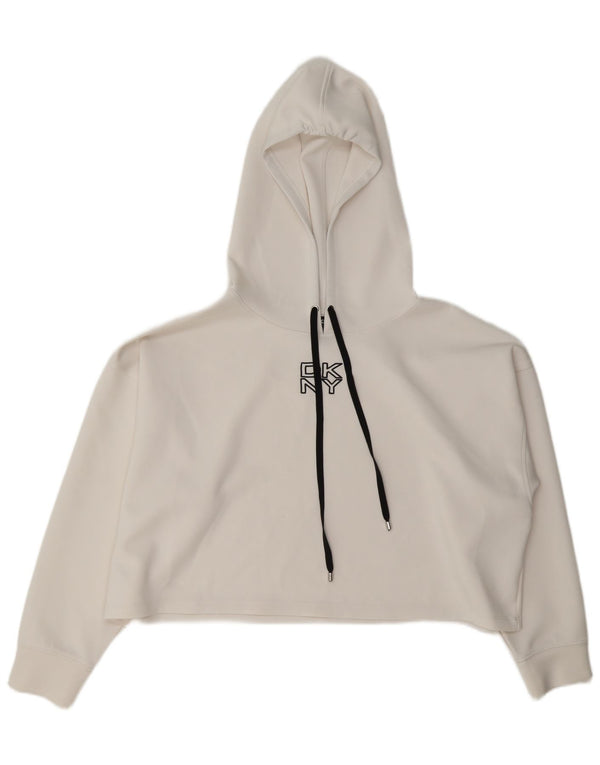 Jumper Dkny Crop Oversized Hoodie pentru femei UK 16 Poliester alb mare