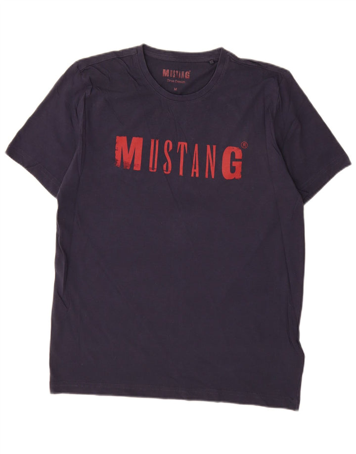 Tricou grafic pentru bărbați Mustang Top mediu din bumbac bleumarin
